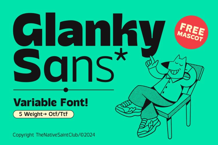Glanky Variable Sans + Mascot